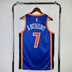 Maillot de Basket #7 Anthony Knicks 23-24 city Bleu Imprimé